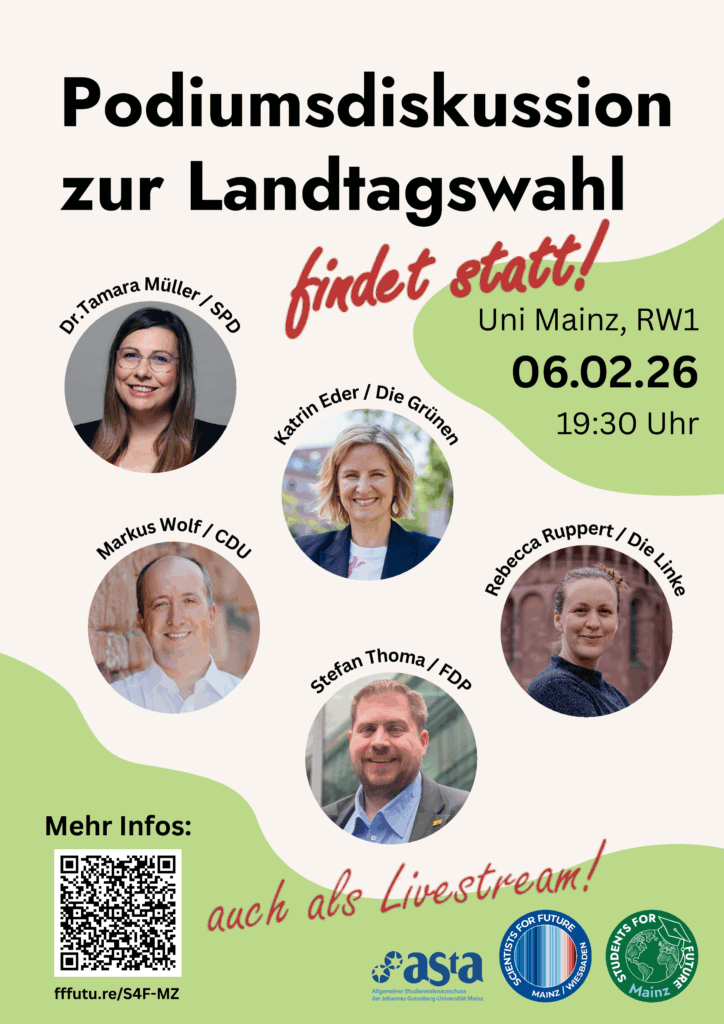 Sharepic: "Podiumsdiskussion findet statt!"