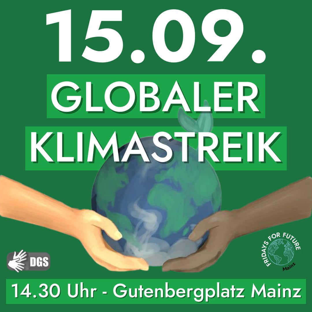 Bild: 15.09. Globaler Klimastreik 14:30 Uhr Gutenbergplatz Mainz