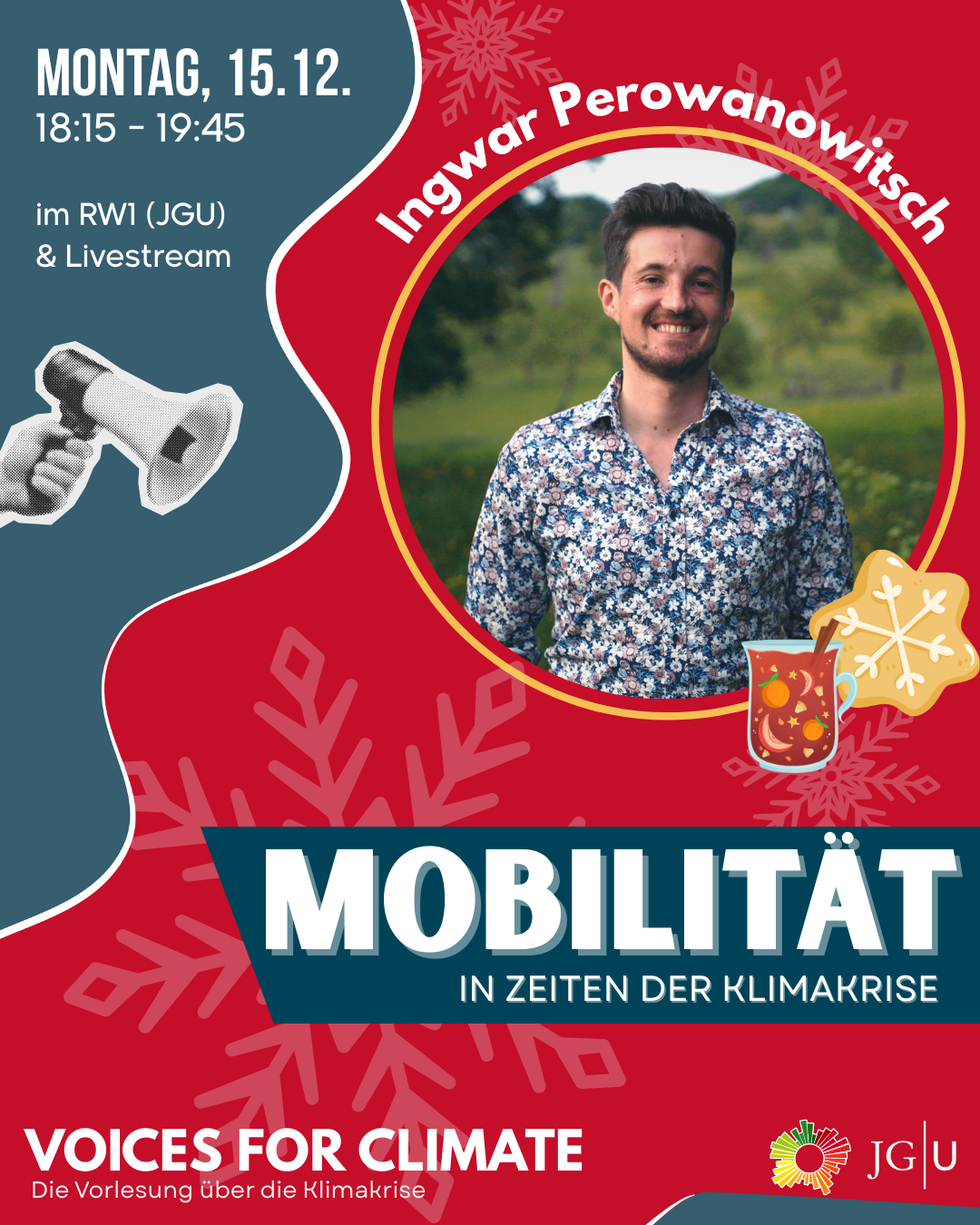 SHAREPIC: "15. Dezember 2025, RW1 (und Livestream), Universität Mainz: VOICES FOR CLIMATE Weihnachts-Special!"